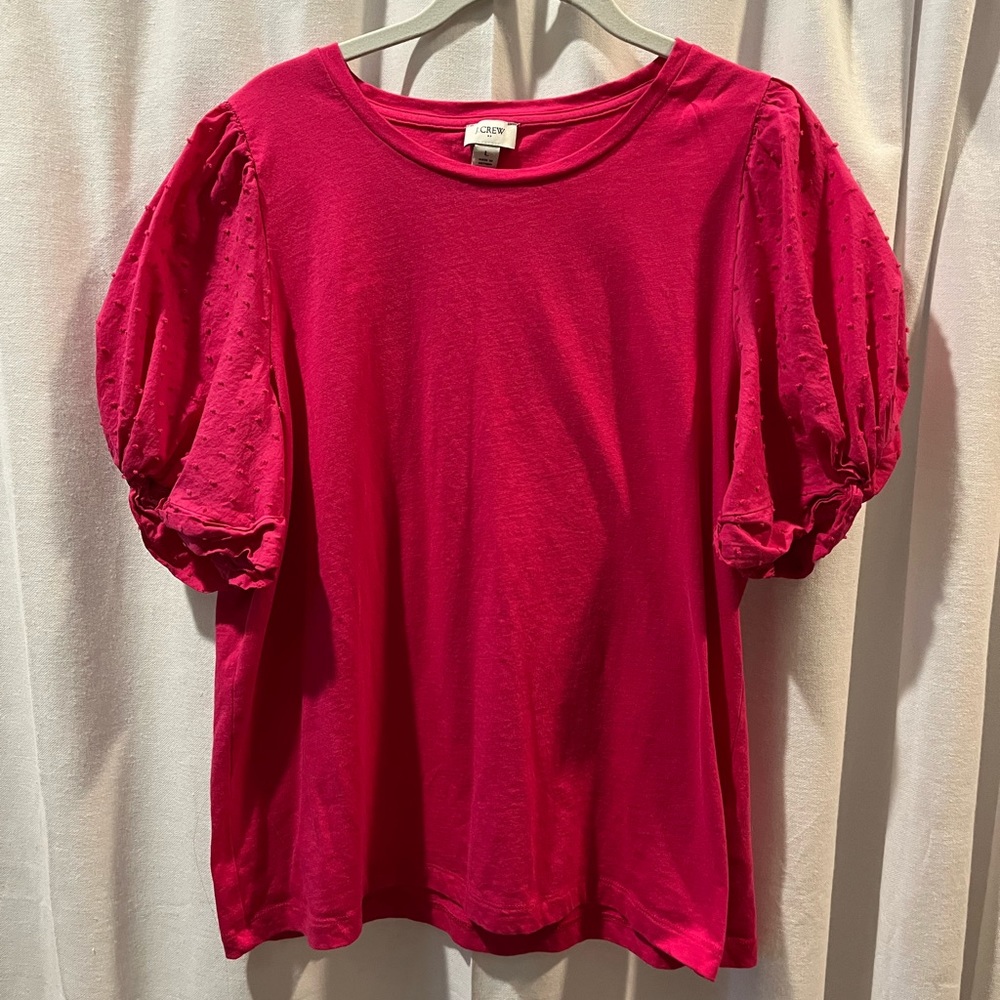 J Crew Clip Dot Balloon Sleeve Top